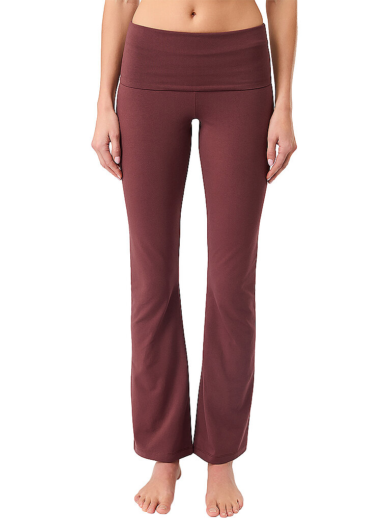 Pantalon de yoga classique à taille rabattables rouge foncé L