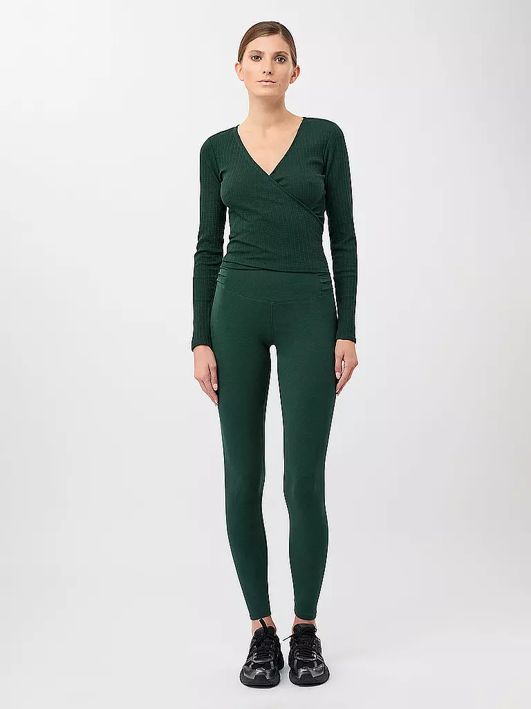 MANDALA | Damen Wickelweste Wrap Claire | Vert foncé