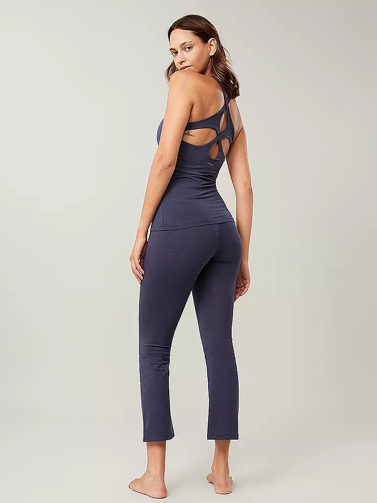 MANDALA | Damen Yoga Top Criss Cross | Bleu foncé