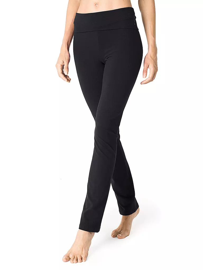MANDALA | Pantalon de yoga classique à taille rabattable pour femmes | Noir