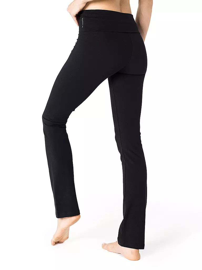 MANDALA | Pantalon de yoga classique à taille rabattable pour femmes | Noir