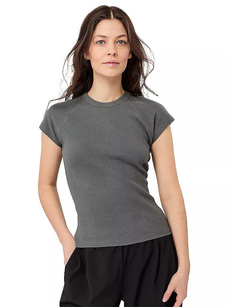 MANDALA | T-shirt de yoga côtelé slim fit pour femmes | Gris