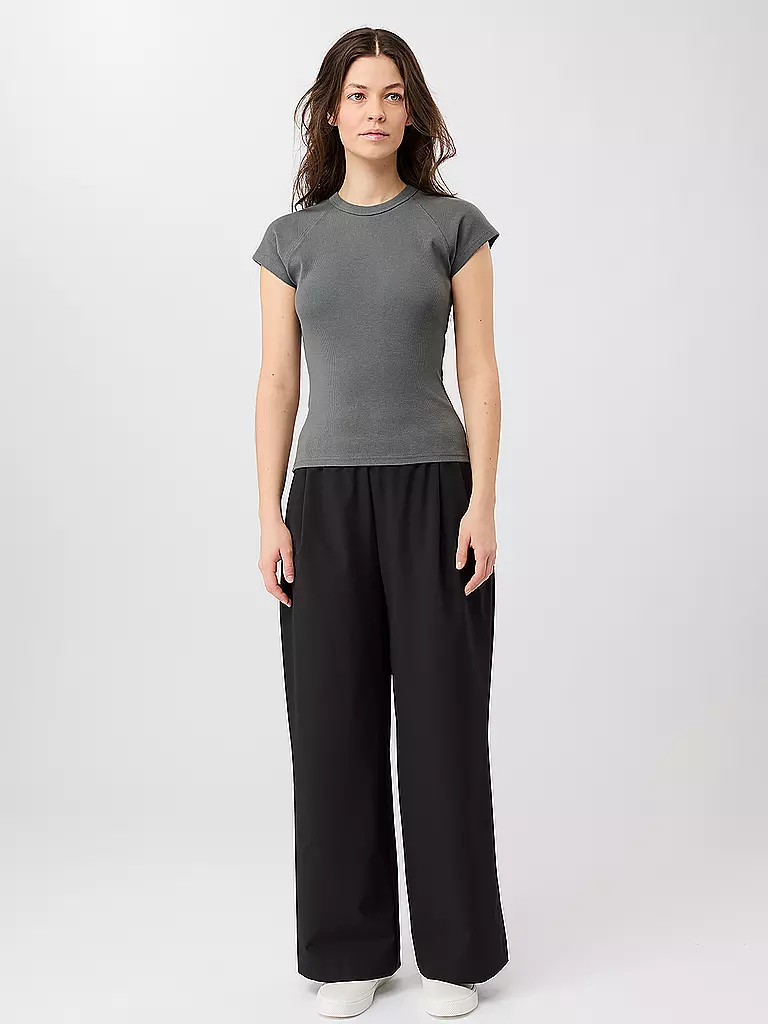 MANDALA | T-shirt de yoga côtelé slim fit pour femmes | Gris