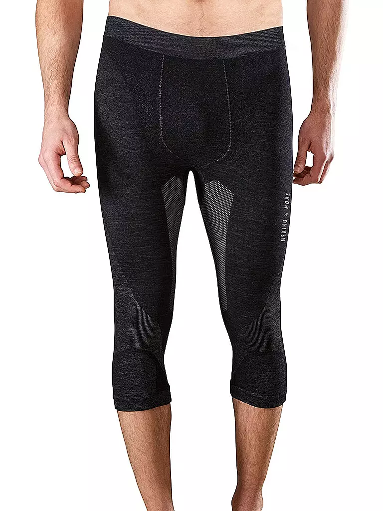 MERINO & MORE | Sous-vêtement thermique 3/4 pour homme | Noir