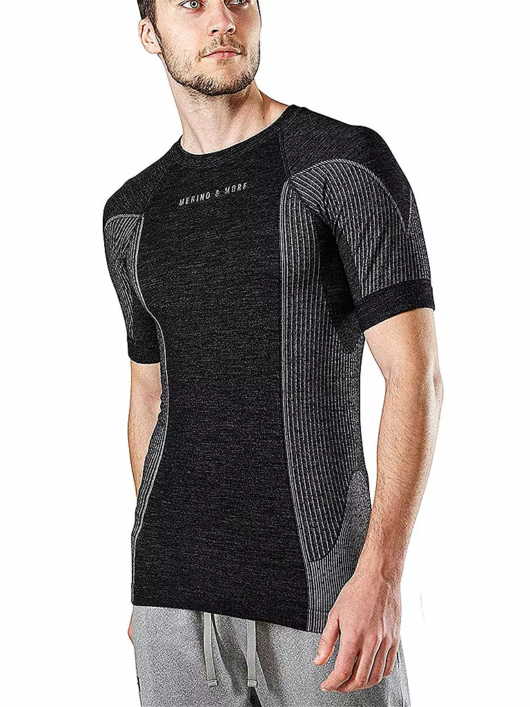 MERINO & MORE | T-shirt de sport à manches courtes pour homme | Noir