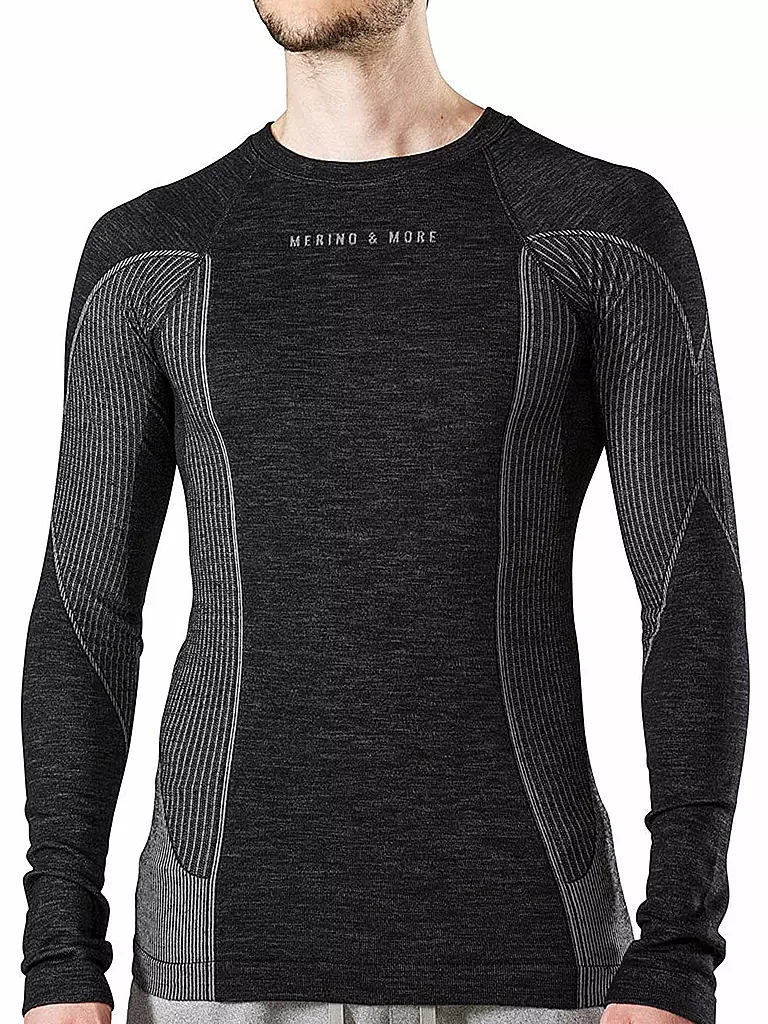 MERINO & MORE | T-shirt de sport à manches longues pour hommes | Noir