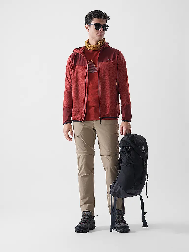 MERU | Veste polaire homme Faxe Powerstretch à capuche | Rouge foncé