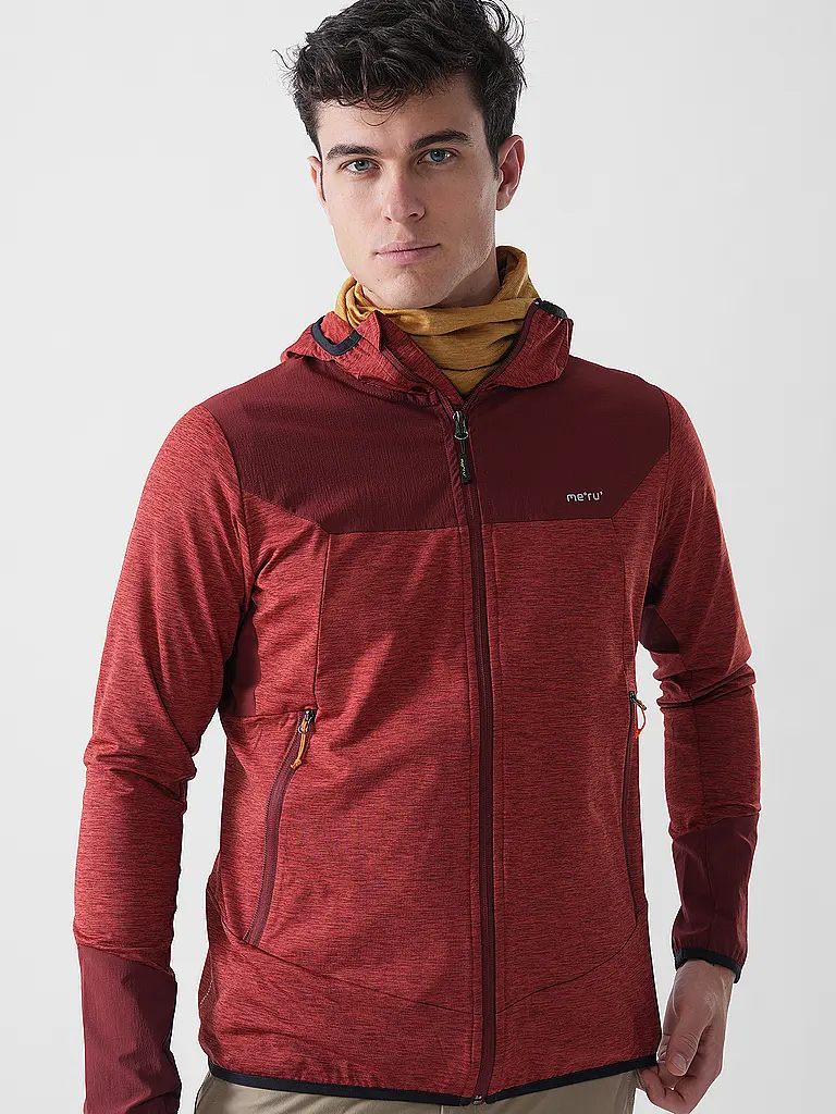 MERU | Veste polaire homme Faxe Powerstretch à capuche | Rouge foncé