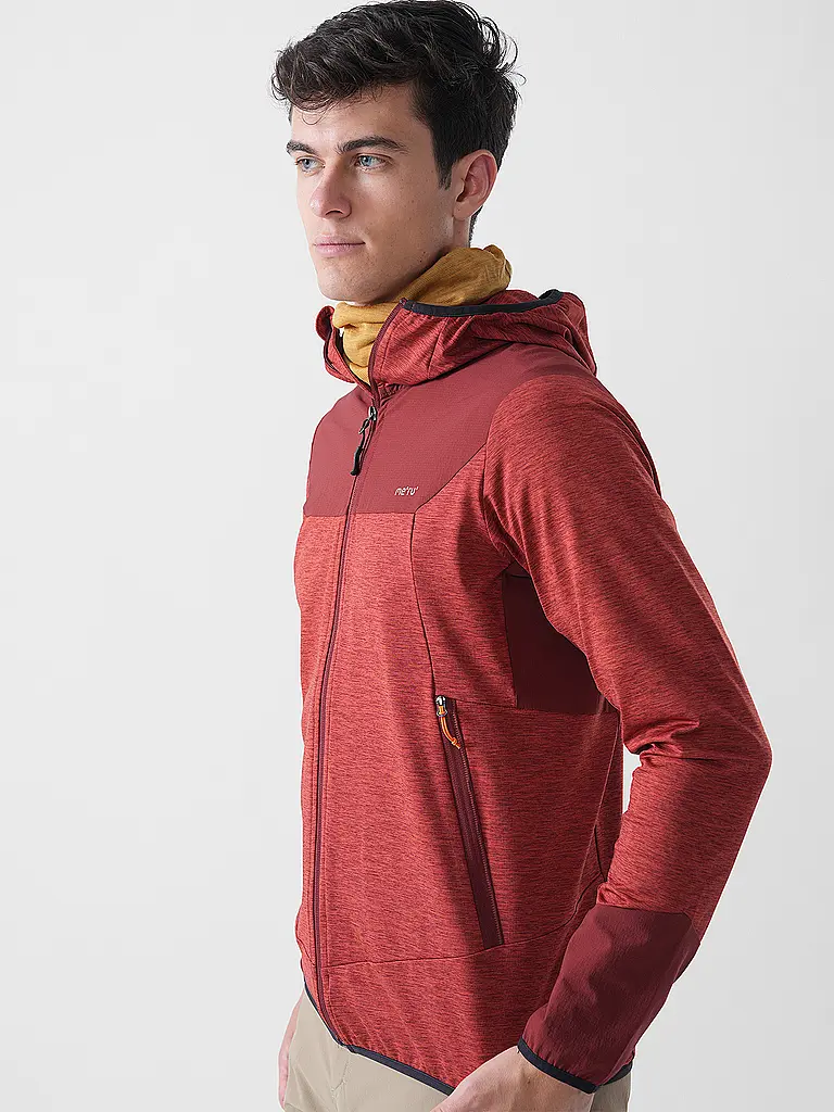 MERU | Veste polaire homme Faxe Powerstretch à capuche | Rouge foncé