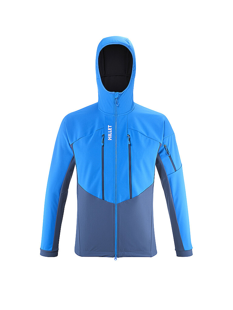 Veste softshell de randonnée White Shield à capuche bleu XL