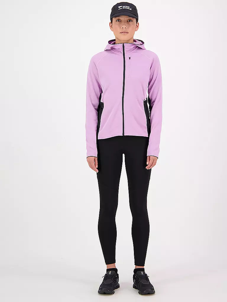 MONS ROYALE | Damen Fleecejacke Approch Merino Gridlock Hoodie | Lilas
