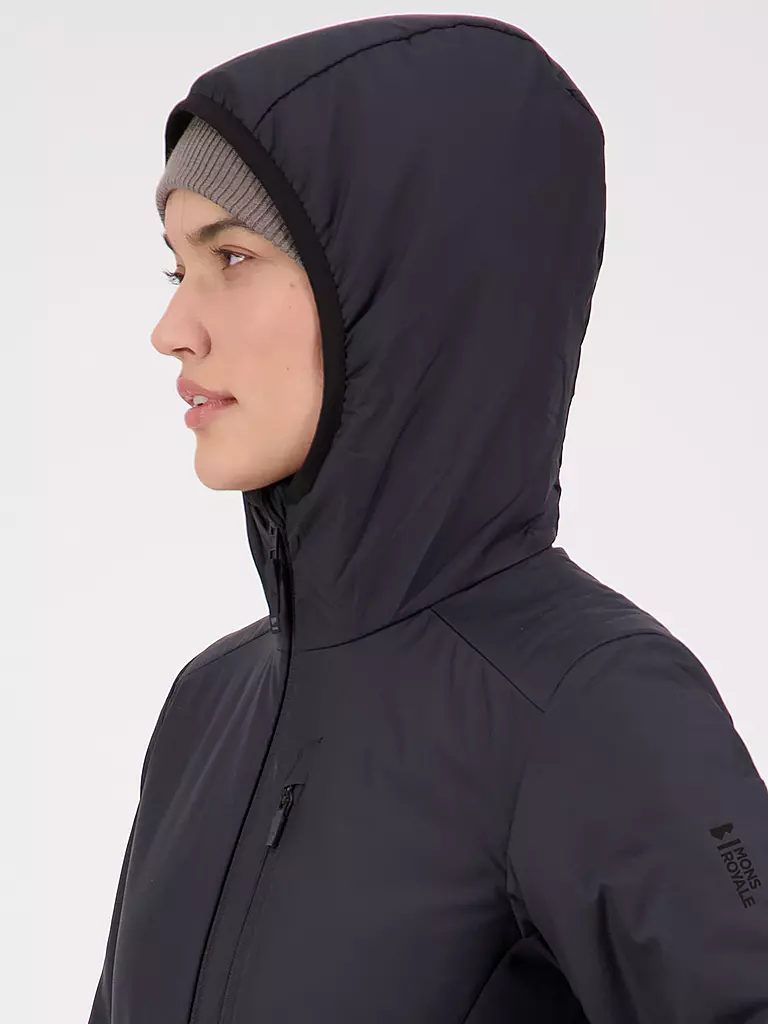 MONS ROYALE | Damen Isojacke Arete Wool Hoodie | Noir