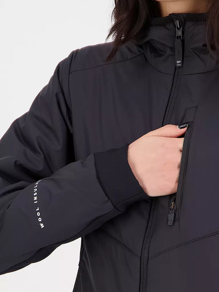 MONS ROYALE | Damen Isojacke Arete Wool Hoodie | Noir