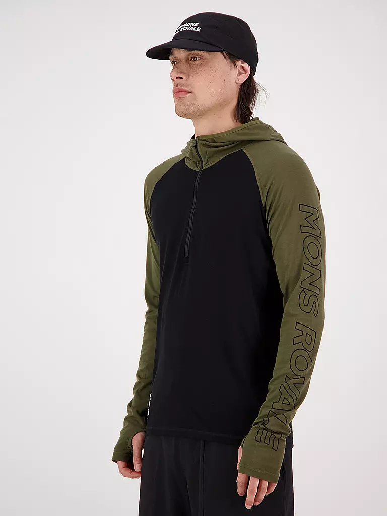 MONS ROYALE | Herren Zipshirt Temple Tech Hoodie | Olive