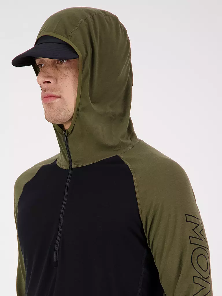 MONS ROYALE | Herren Zipshirt Temple Tech Hoodie | Olive