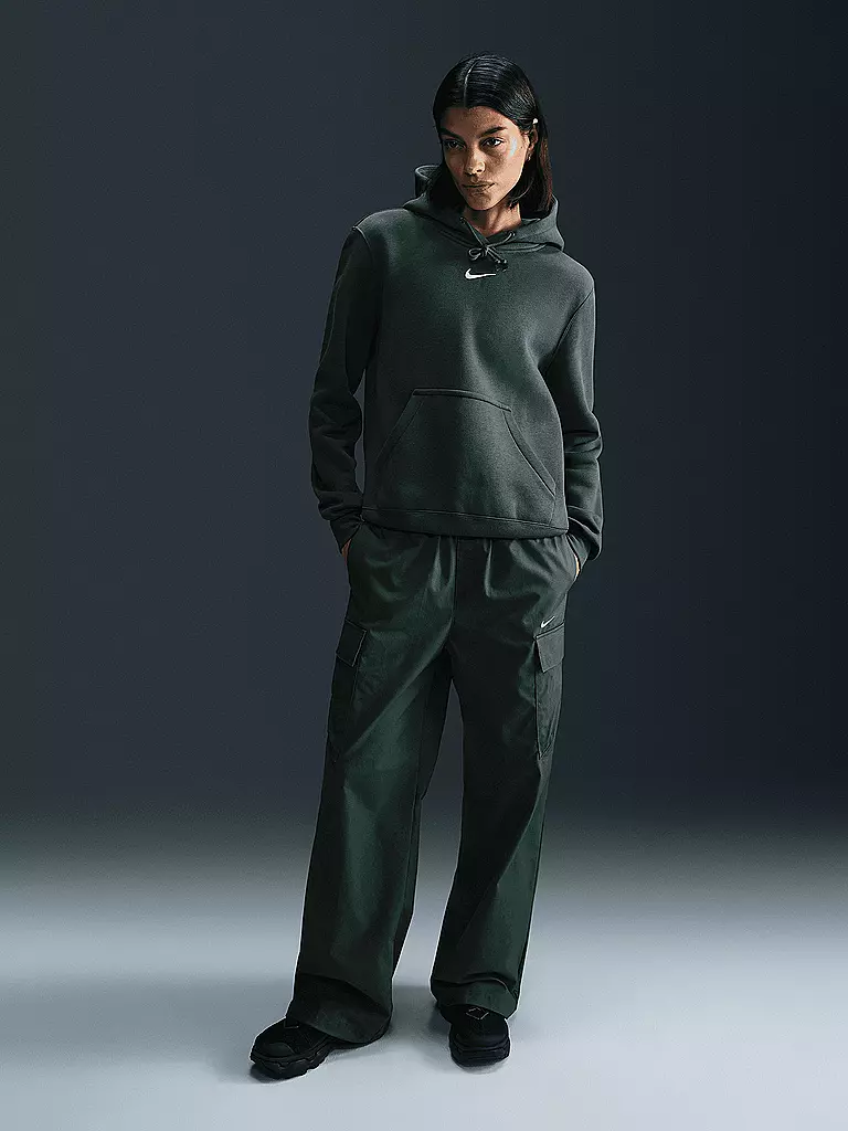 NIKE | Damen Fitnesshoodie Sportswear Phoenix Fleece | Vert foncé