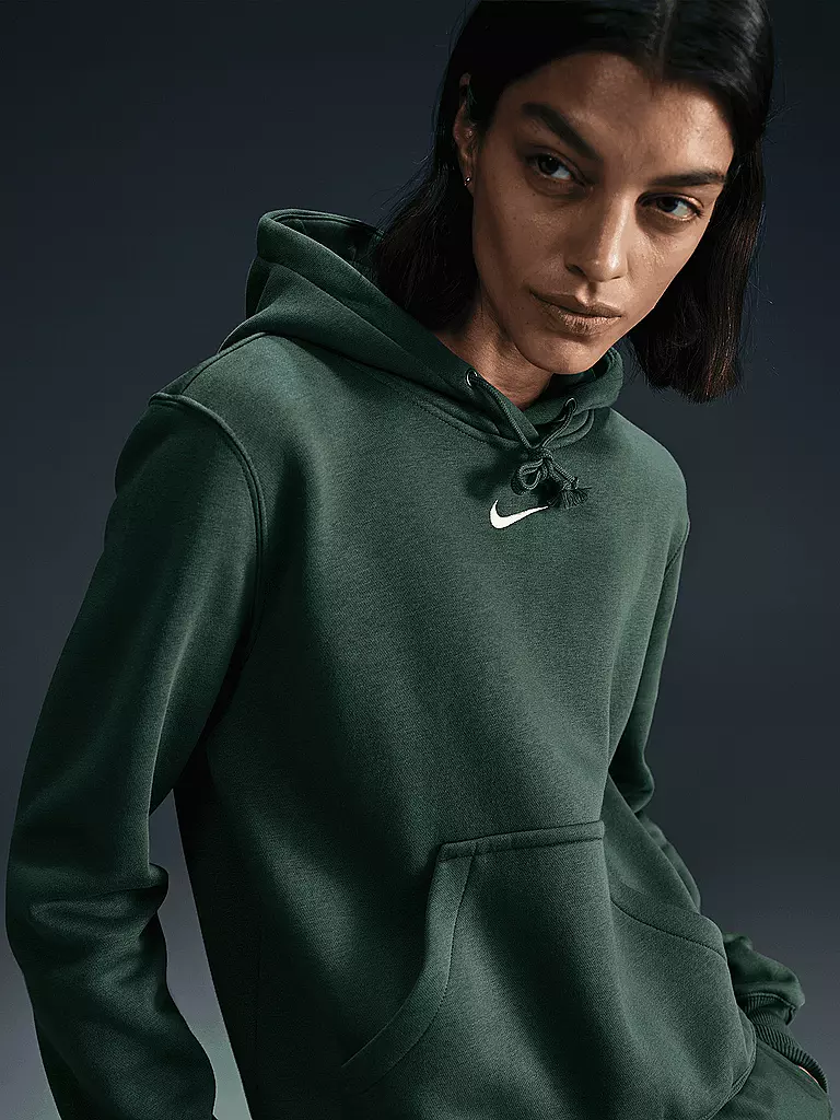 NIKE | Damen Fitnesshoodie Sportswear Phoenix Fleece | Vert foncé