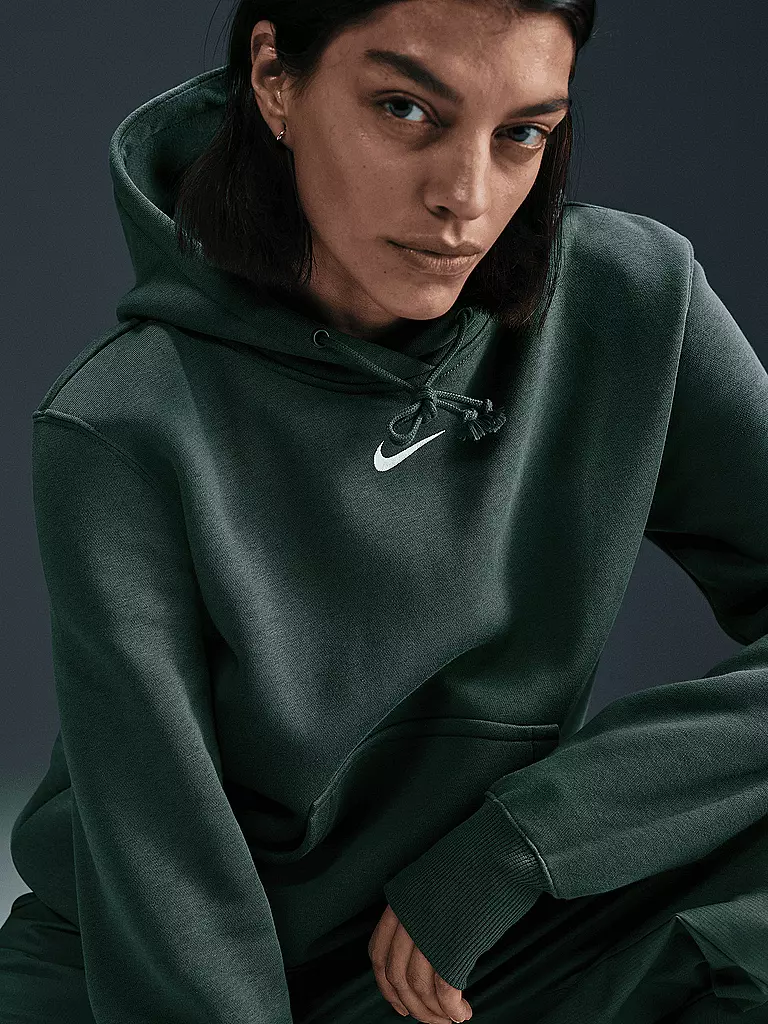 NIKE | Damen Fitnesshoodie Sportswear Phoenix Fleece | Vert foncé