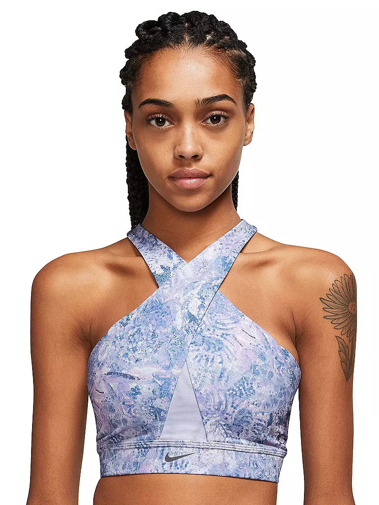 NIKE | Damen Sport-BH Dri-FIT Swoosh Medium Support | Bleu