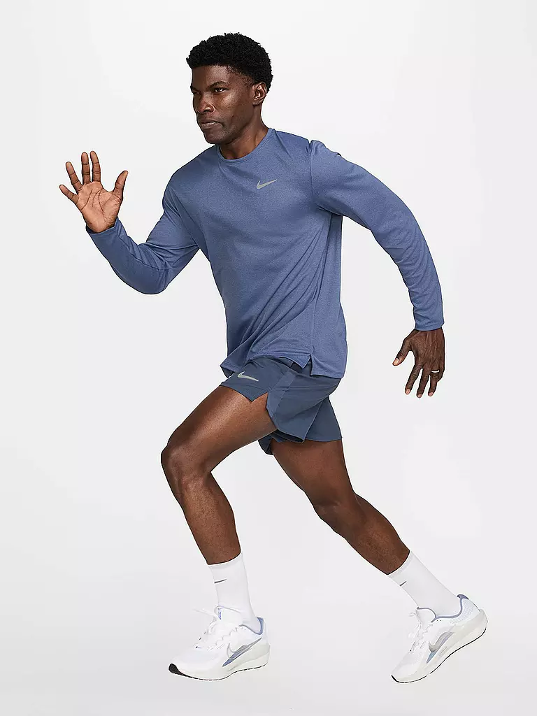 NIKE | T-shirt de running à manches longues Dri-FIT UV Miler pour homme | Bleu foncé