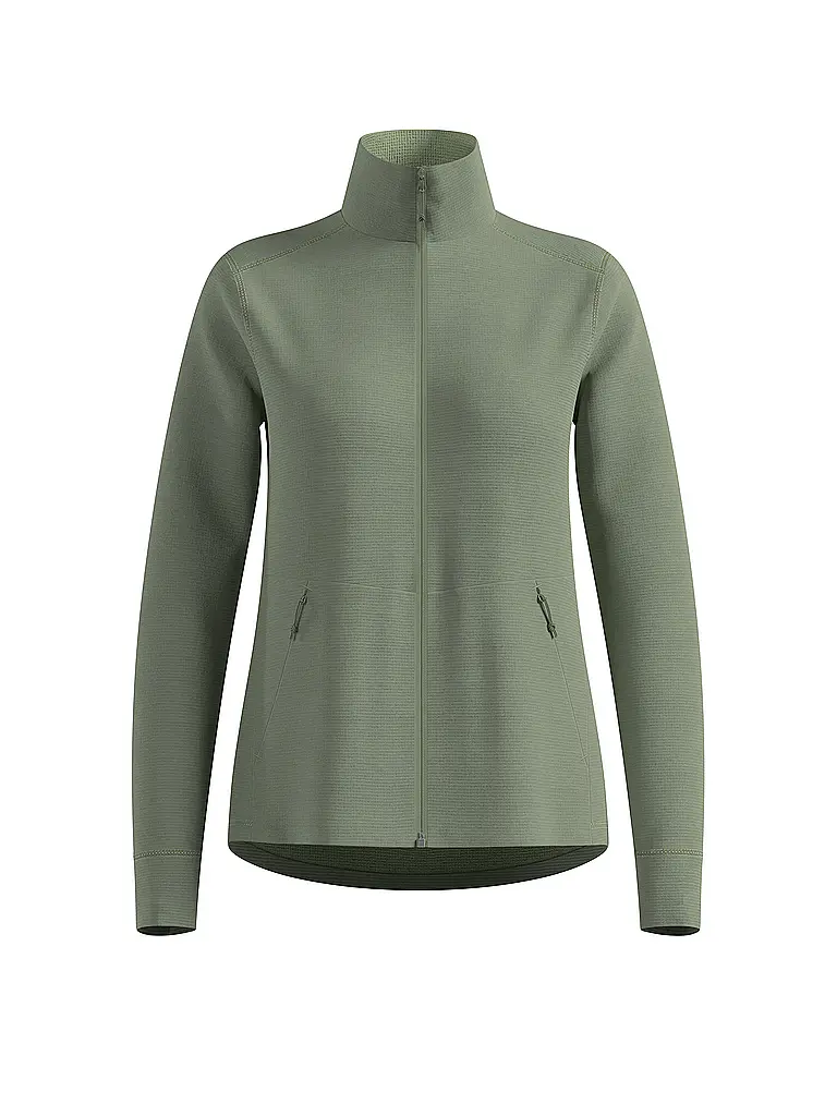 ODLO | Maillot de course zippé en polaire gaufrée pour femmes | Olive