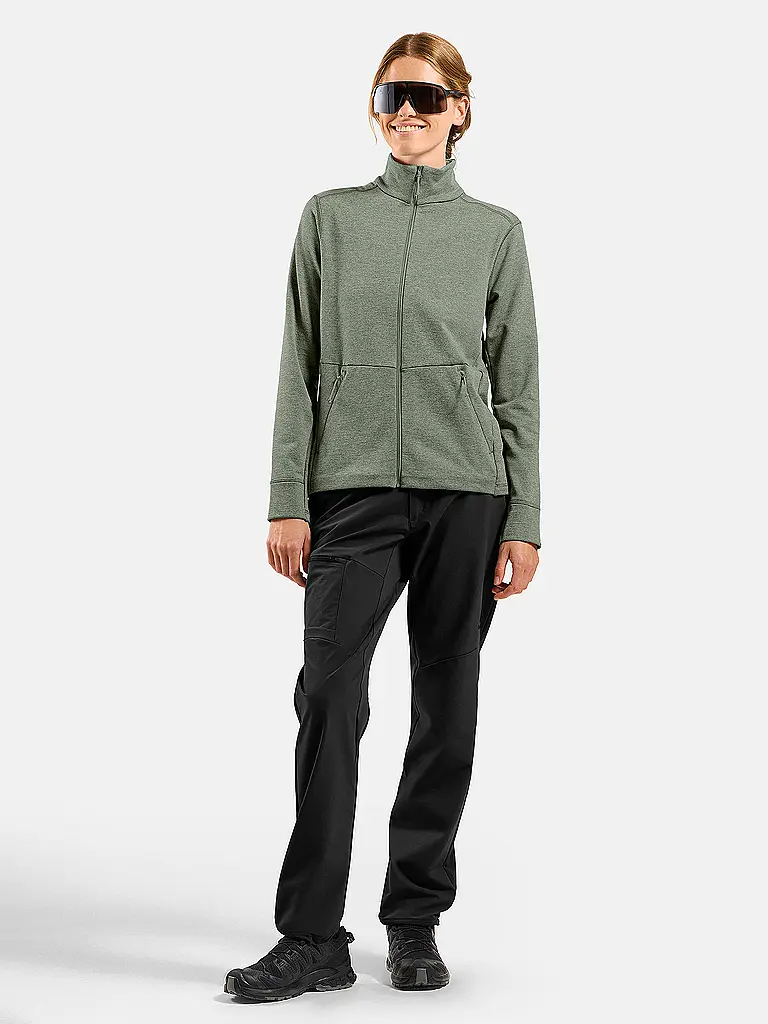 ODLO | Maillot de course zippé en polaire gaufrée pour femmes | Olive