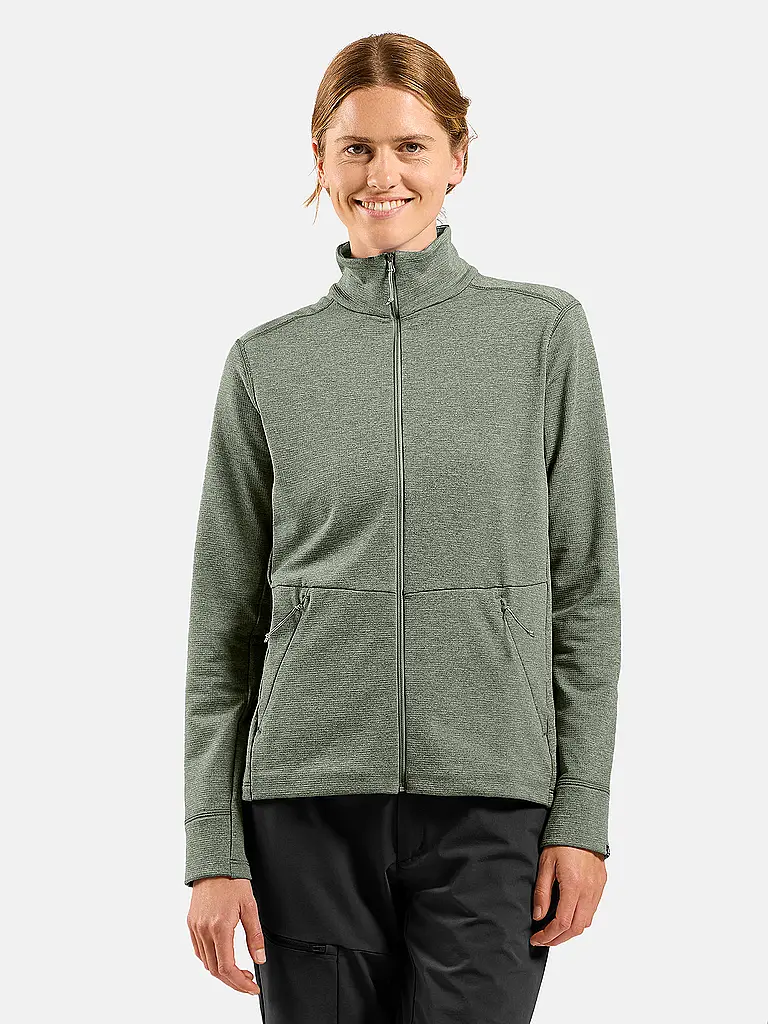 ODLO | Maillot de course zippé en polaire gaufrée pour femmes | Olive