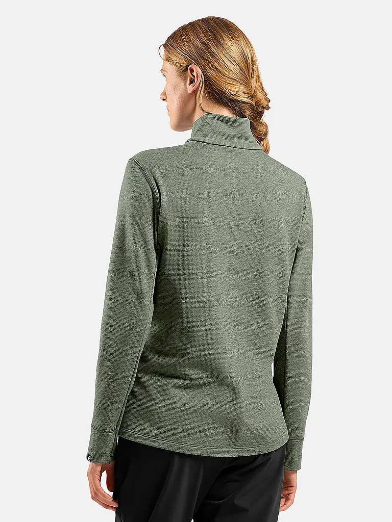 ODLO | Maillot de course zippé en polaire gaufrée pour femmes | Olive