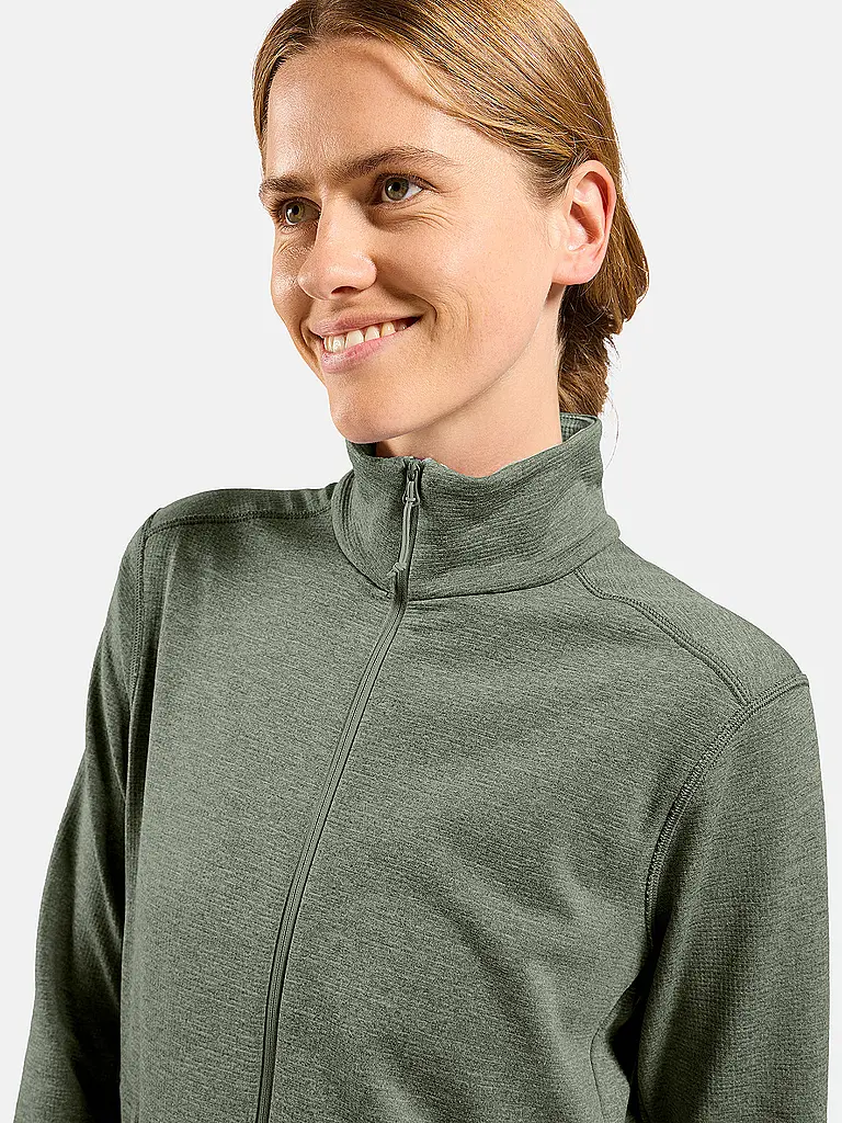 ODLO | Maillot de course zippé en polaire gaufrée pour femmes | Olive