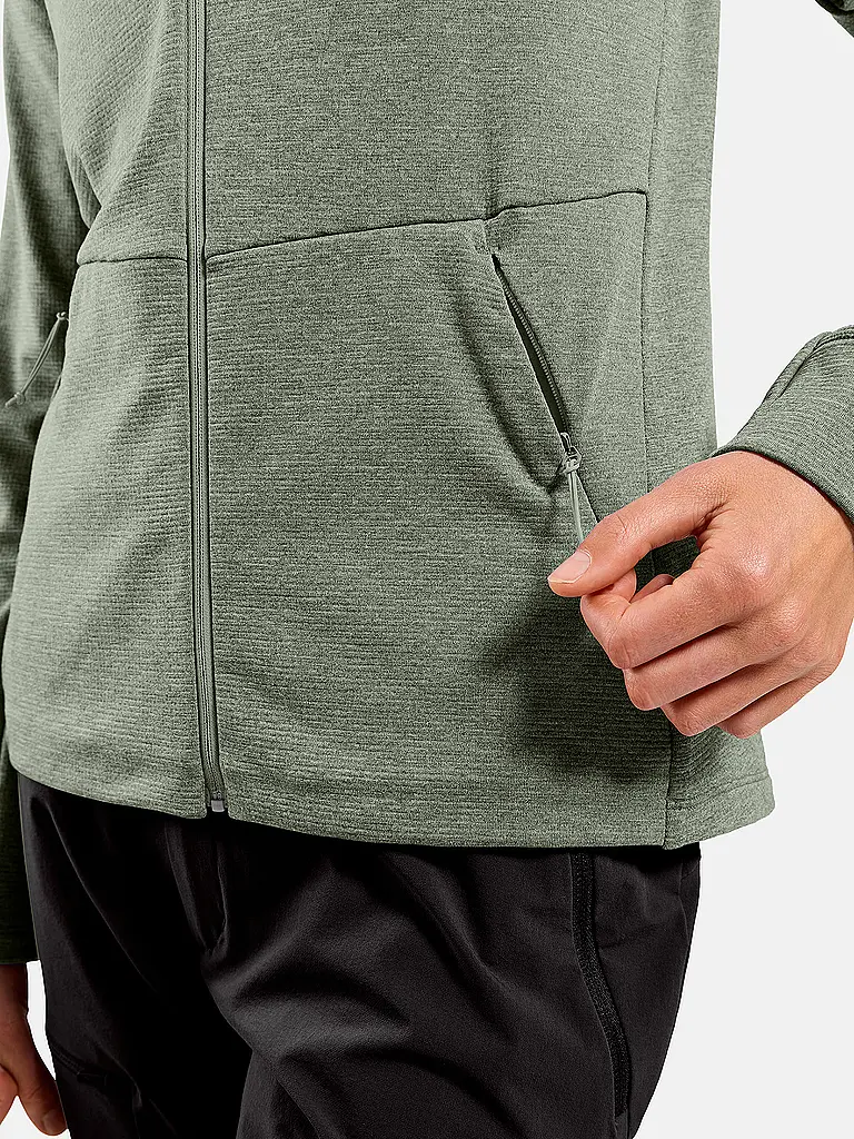 ODLO | Maillot de course zippé en polaire gaufrée pour femmes | Olive