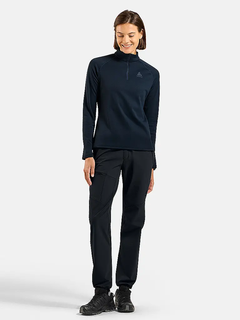 ODLO | Sous-pull zippé Besso Mid Layer pour femme | Bleu foncé