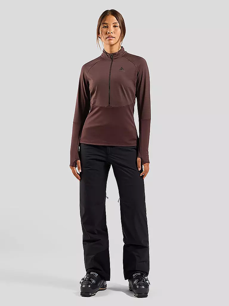 ODLO | Sous-pull zippé pour femme Descent Ceramiwarm | Marron