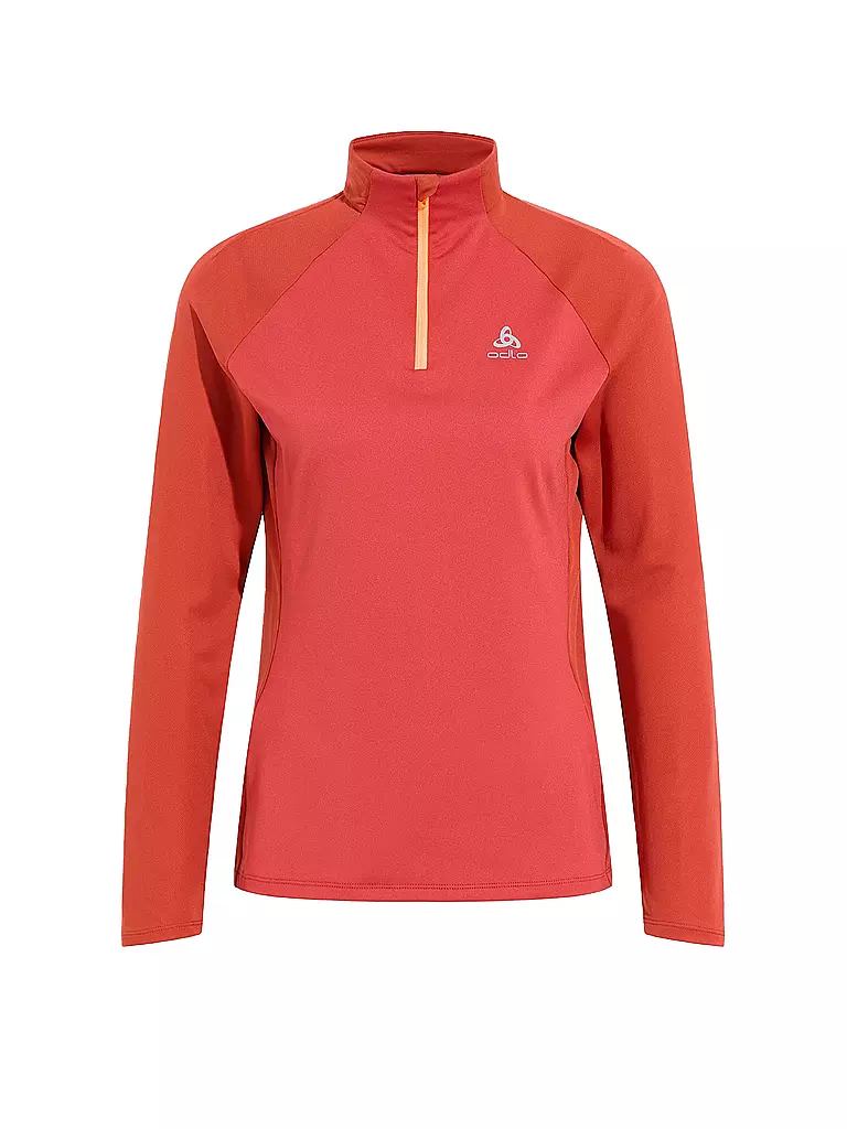 ODLO | Sous-pull zippé pour femme Essentials Ceramiwarm | Rouge foncé
