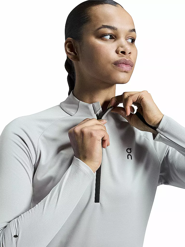 ON | Damen Funktions Zipshirt Climate | Gris clair