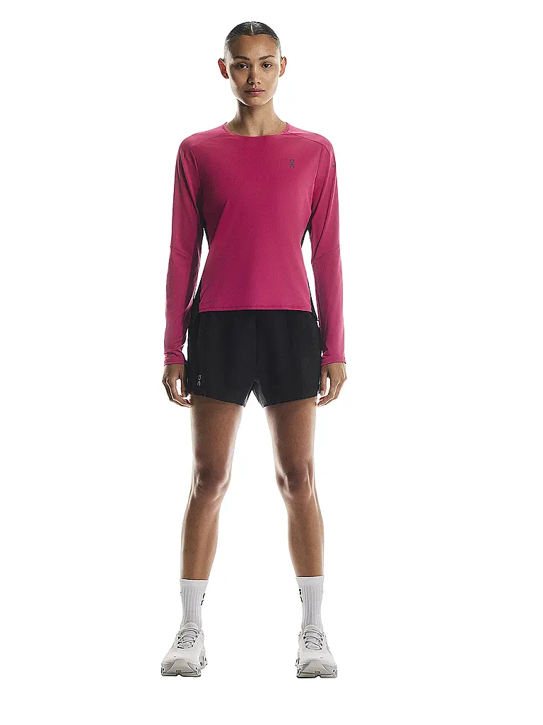 ON | T-shirt de course à manches longues Performance pour femmes | Rouge foncé