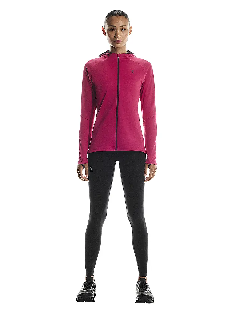 ON | Veste de course à capuche Climate pour femmes | Rouge foncé