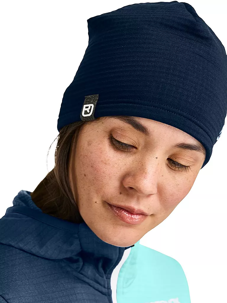ORTOVOX | Bonnet Fleece Grid | Bleu foncé