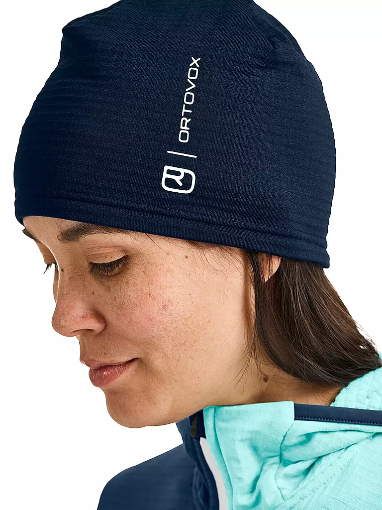 ORTOVOX | Bonnet Fleece Grid | Bleu foncé