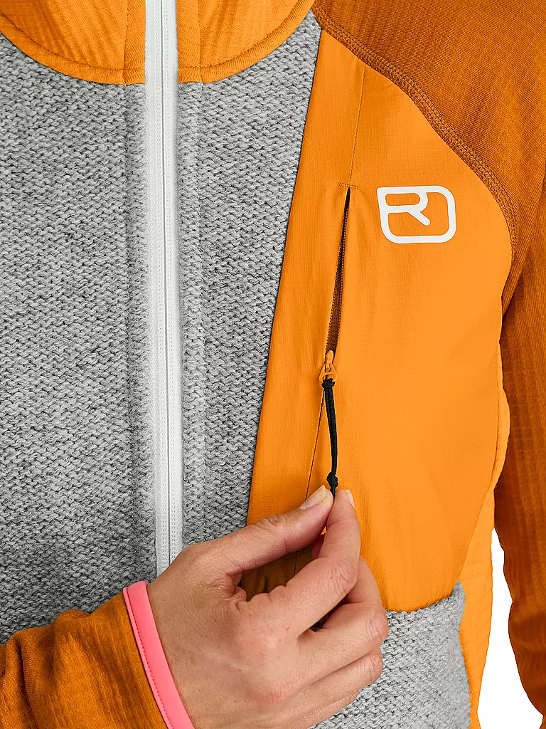 ORTOVOX | Damen Fleecejacke Classic Knit Hoodie | Orange