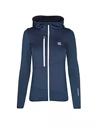 ORTOVOX | Veste polaire à capuche quadrillée pour femmes | Bleu foncé