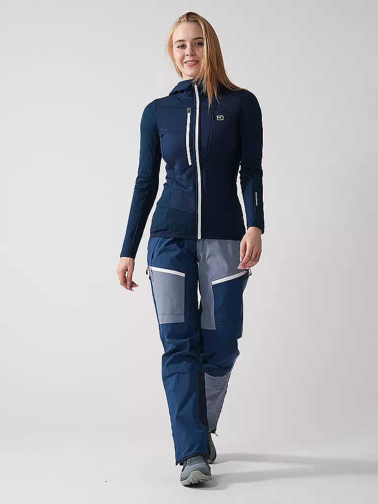 ORTOVOX | Damen Fleecejacke Fleece Grid Hoodie | Bleu foncé