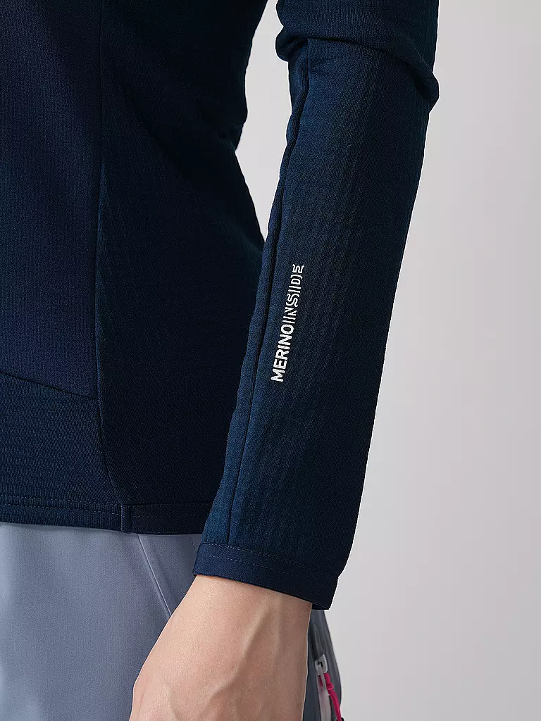 ORTOVOX | Damen Fleecejacke Fleece Grid Hoodie | Bleu foncé