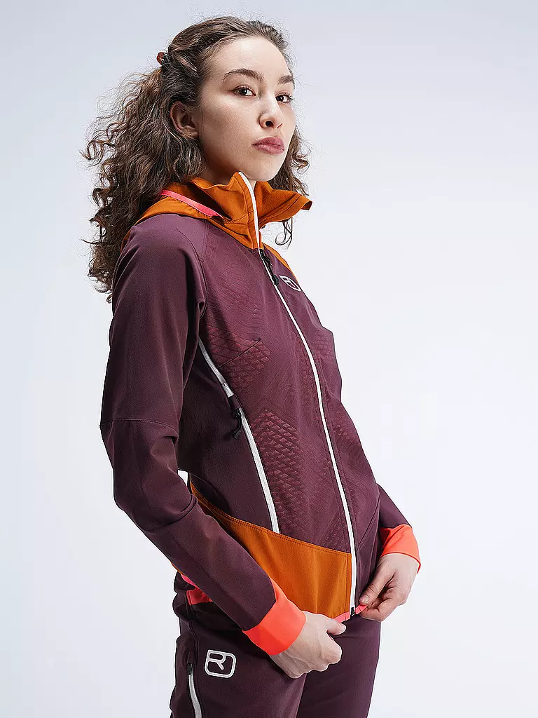 ORTOVOX | Damen Softshelljacke Col Becchei Hoodie | Rouge foncé