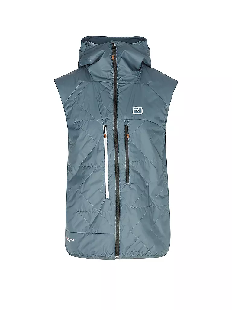 ORTOVOX | Veste isolante sans manches Swisswool Piz Boè à capuche pour hommes | Pétrole