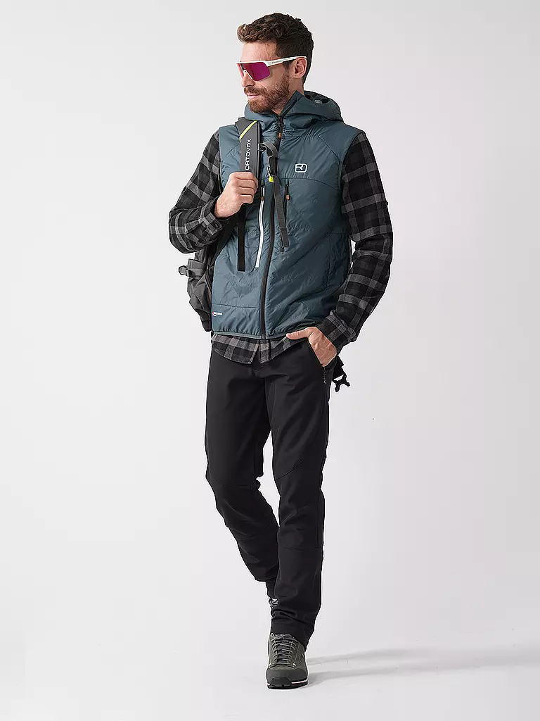 ORTOVOX | Veste isolante sans manches Swisswool Piz Boè à capuche pour hommes | Pétrole