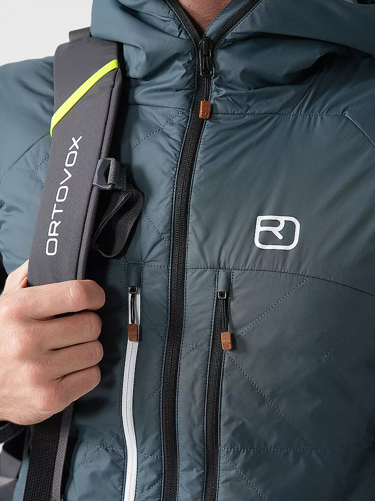 ORTOVOX | Veste isolante sans manches Swisswool Piz Boè à capuche pour hommes | Pétrole