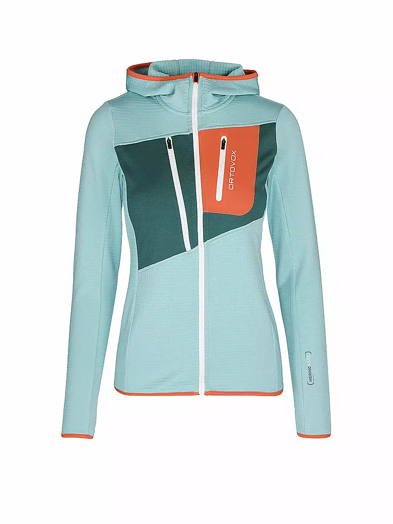 ORTOVOX | Veste polaire à capuche Grid pour femmes | Turquoise