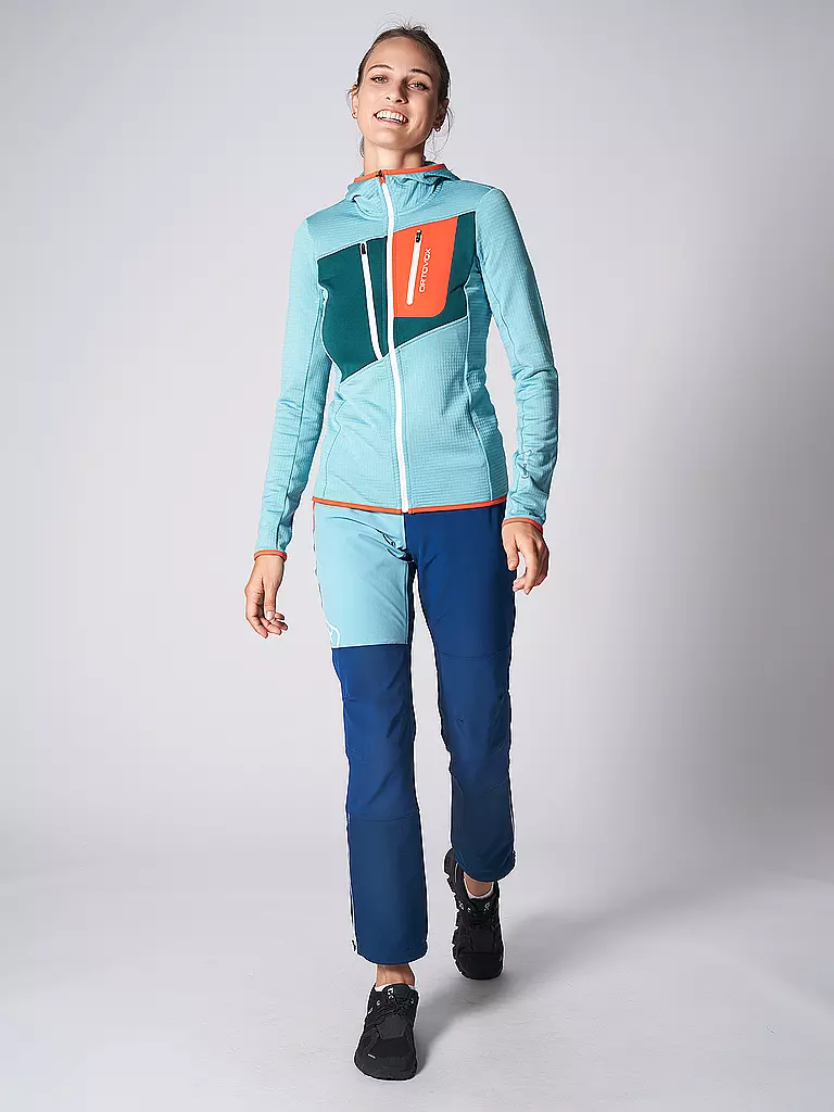 ORTOVOX | Veste polaire à capuche Grid pour femmes | Turquoise