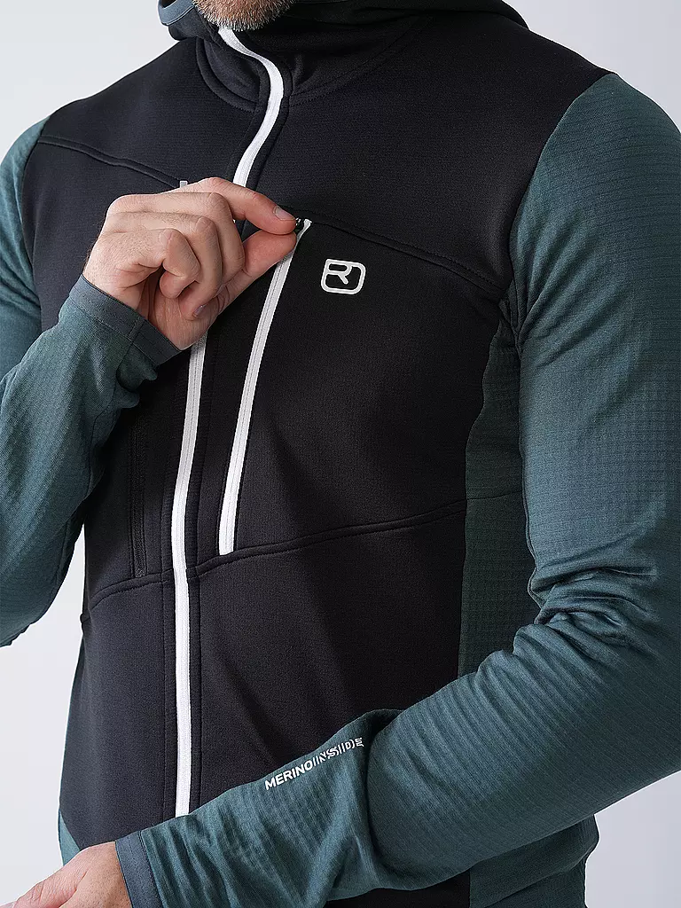 ORTOVOX | Veste polaire à capuche Grid pour homme | Pétrole