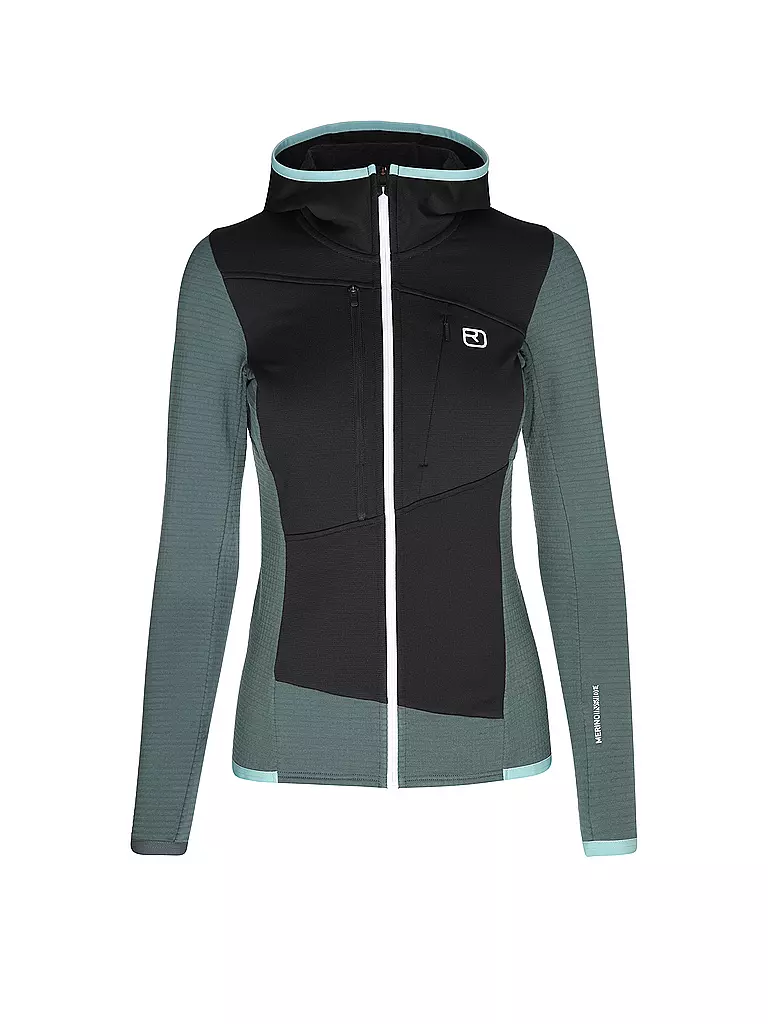 ORTOVOX | Veste polaire à capuche quadrillée pour femmes | Pétrole